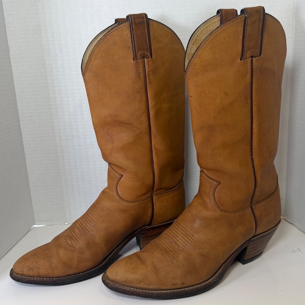 Justin 1106 Mens Tan Leather Western Cowboy Boots Size 8.5 B Made in USA